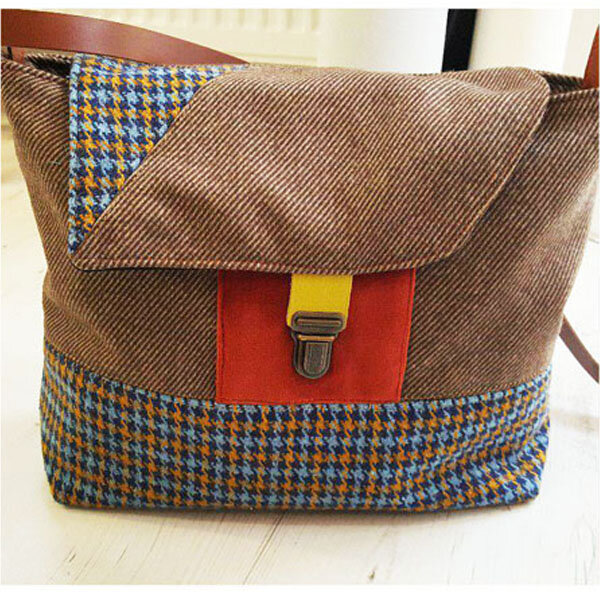 Sac Besace Cuir cuir lainage velours