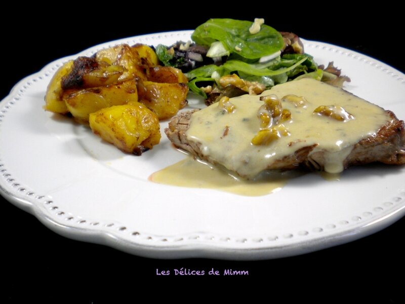 Pavé de bœuf, sauce au roquefort et aux noix 5