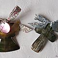 Ange et Croix de berceau sur ruban Eloïse (rose et bleu)