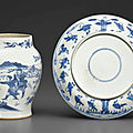A small blue and white baluster jar, transitional period, circa 1650