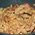 Tagliatelles au saumon frais et aux petits oignons