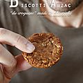 Biscotti anzac - flocons d'avoine, golden syrup et noix de coco