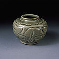 Jar, carved and glazed stoneware, yaozhou ware, china, northern song-jin dynasty, 12th century