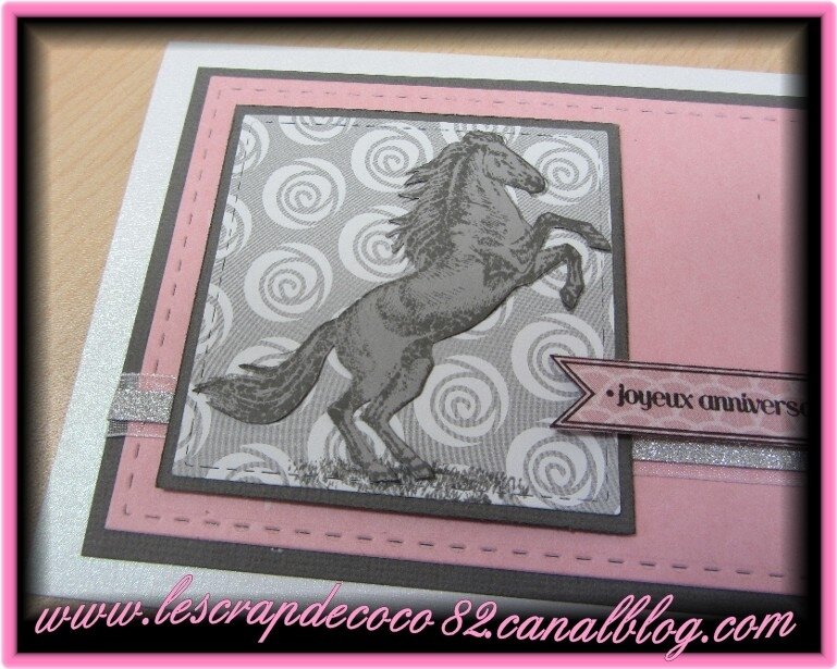 Carte Joyeux Anniversaire Cheval Gris Rose Le Scrap De Coco