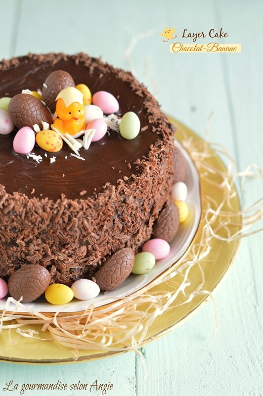 layer cake chocolat banane pâques gateau