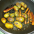 Carottes et pommes de terre nouvelles glacées au basilic