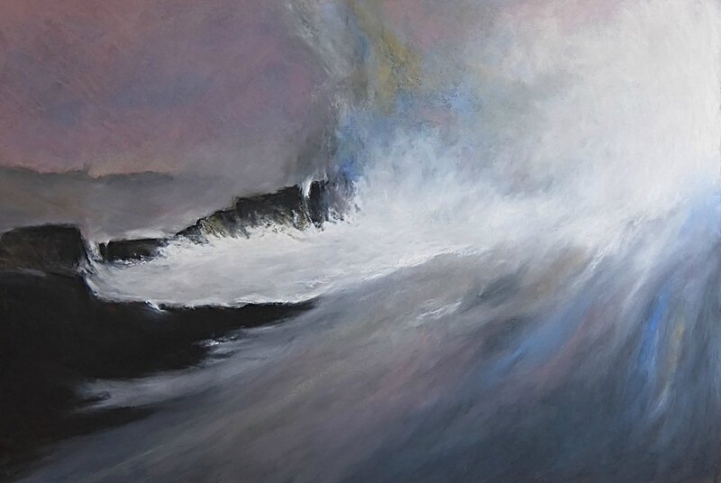 Déferlente , mai 2015, pastel à l'huile 60 x 40 cm