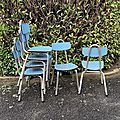 chaises formica bleu vinta