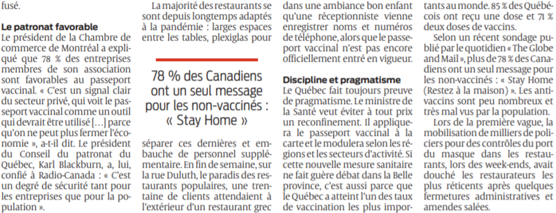 2021 08 15 SO Au Québec le passeport vaccinal bien accepté3