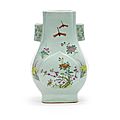 A famille rose celadon-ground vase, hu, guangxu six-character mark and of the period (1875-1908)
