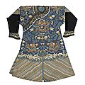A blue ground kesi-woven dragon robe, late qing dynasty