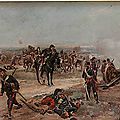 Dupray, batterie d'artillerie, attaquant un village (1870)
