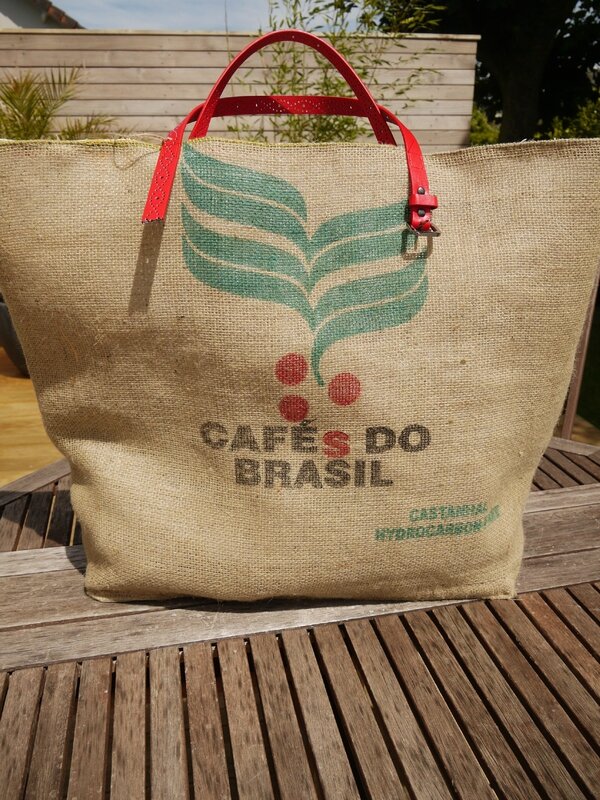 Sac de plage XXL avec sac à CAFES DO BRASIL - réversible sac à riz de  Thaïlande - modèle unique - - L'Atelier éphémère