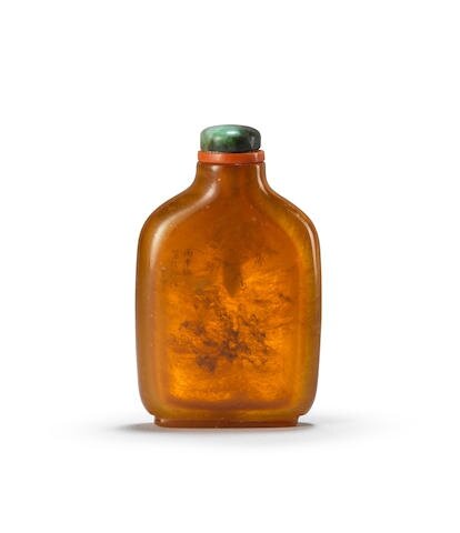 An inside-painted amber snuff bottle