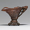 A rhinoceros horn archaistic libation cup, 17th-18th century