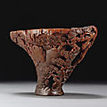 A large 'pine forest' rhinoceros horn libation cup, late ming-early qing dynasty, 17th century