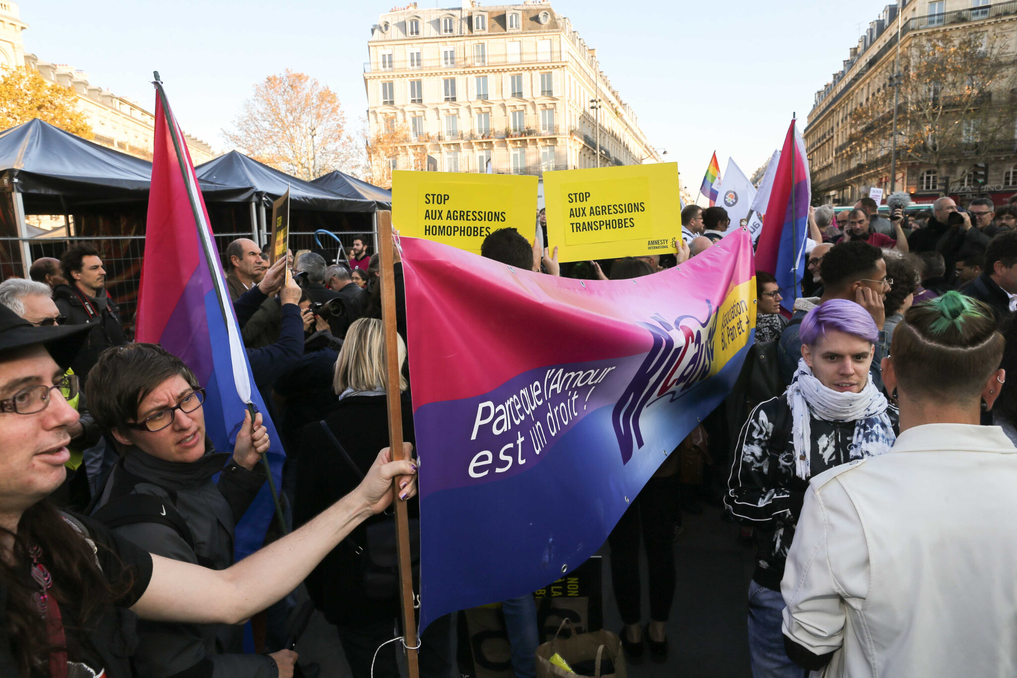 Paris : après les agressions, une manifestation contre l’homophobie. © Michel Stoupak. Dim 21.10.2018.