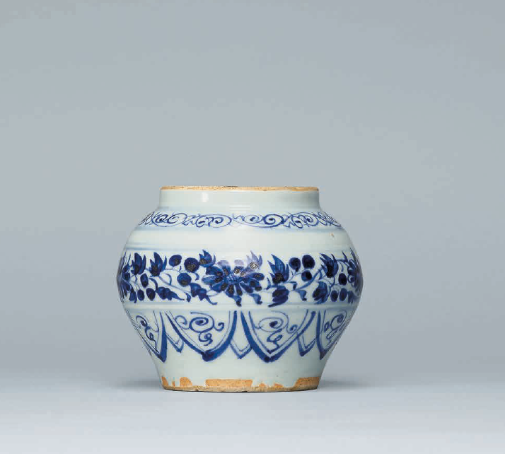 A small blue and white jar, Yuan dynasty (1279-1368)