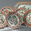 Ensemble en porcelaine de la famille verte. chine, dynastie qing, époque kangxi (1662-1722)