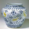 Jar with fish in lotus pond, ming dynasty (1368-1644), jiajing mark and period (1522-1566)