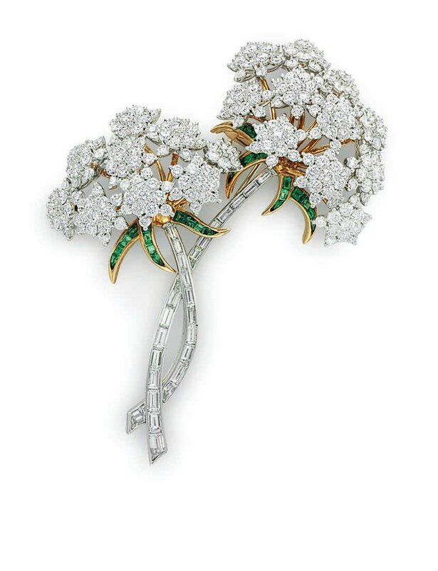 A diamond and tsavorite 'Queen Anne's' flower brooch, by Tiffany & Co