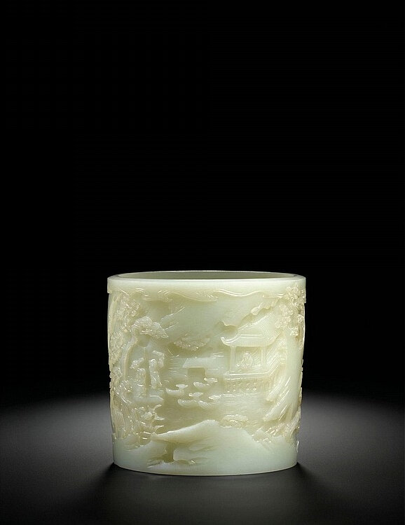 A reticulated spinach jade brushpot, Qing dynasty, 18th century - Alain ...