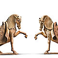 A pair of painted pottery horses, Tang dynasty