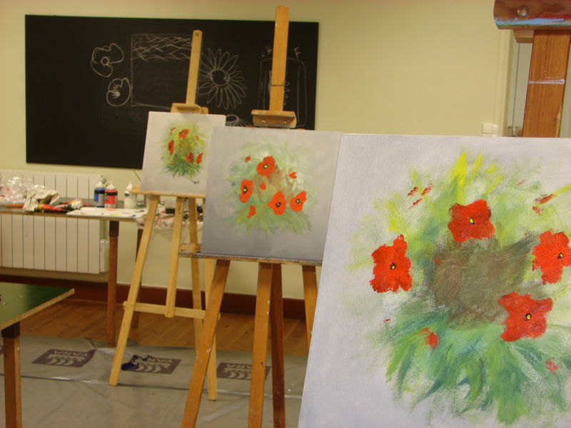 Peinture Acrylique Sur Toile Bouquet Fleur Photo De Atelier De