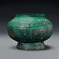 A bronze ritual wine vessel, pou, late shang dynasty, 13th-12th century bc