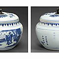 An inscribed and dated blue and white jar and cover, chongzhen period, dated 1644