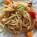 Gourmandises des vacances- spaghettis au crabe et fenouil
