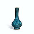 A ‘Cizhou’ painted and turquoise-glazed bottle vase, Ming dynasty