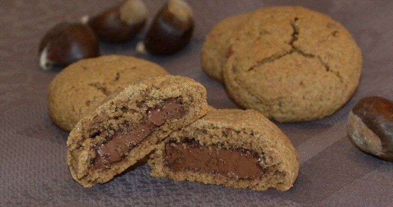 Cookies à la farine de châtaigne (coeur chocolat) - Cookismo