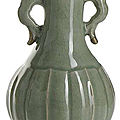 A rare celadon-glazed bottle vase, china, ming dynasty, 16th century