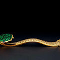 A jadeite-inlaid gold ruyi-sceptre, mid qing dynasty, 18th century