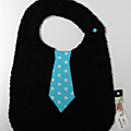 Bavoir noir cravate turquoise étoilé
