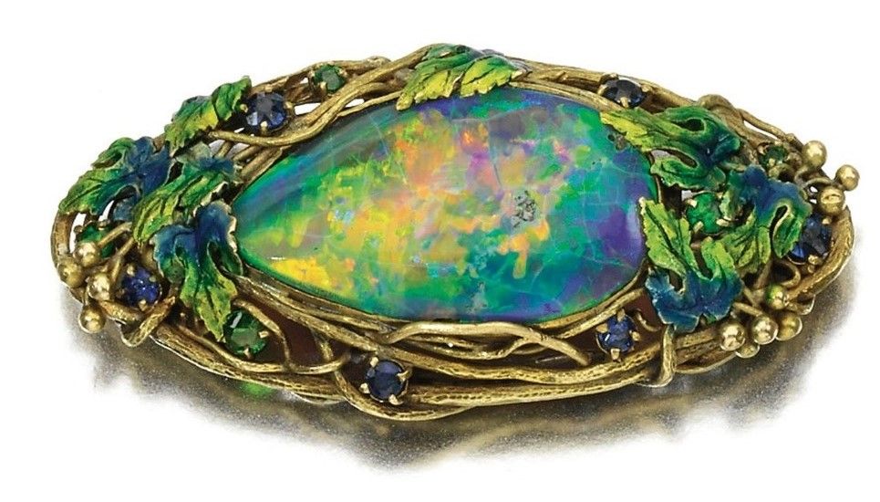 Louis Comfort Tiffany's Butterfly brooch. Enamel and stained glass.