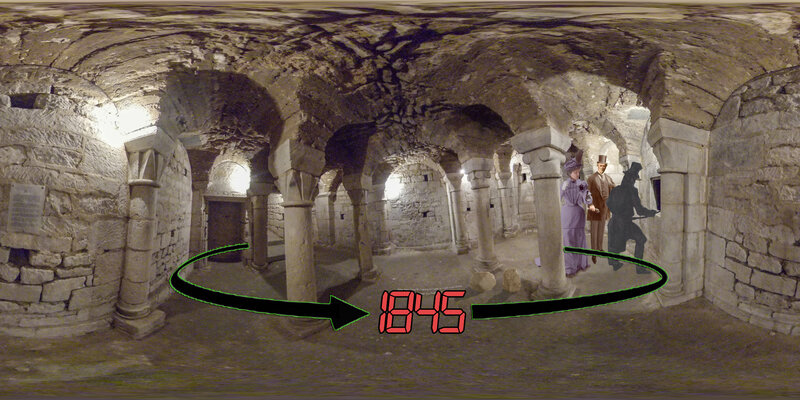 Fontenay le Comte Time Travel 1845, découverte de la crypte lors de la réparation du dallage de Notre-Dame
