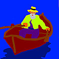 Grand père Barnabé dans sa barque