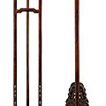 A pair of huanghuali lamp stands, late ming-early qing dynasty