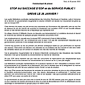Stop au saccage d'edf et du service public greve le 26 janvier cgt, cde/cgc, cfdt, fo.