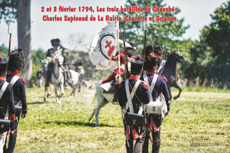 2 et 3 février 1794, Les trois batailles de Chauché ; Charles Sapinaud de La Rairie, Charette et Grignon
