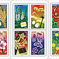 Un carnet de timbres postaux fleurs et douceurs