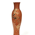A rare coral-glazed gilt and lacquered slender baluster vase, signed yun an with a seal mark reading linju, yongzheng period