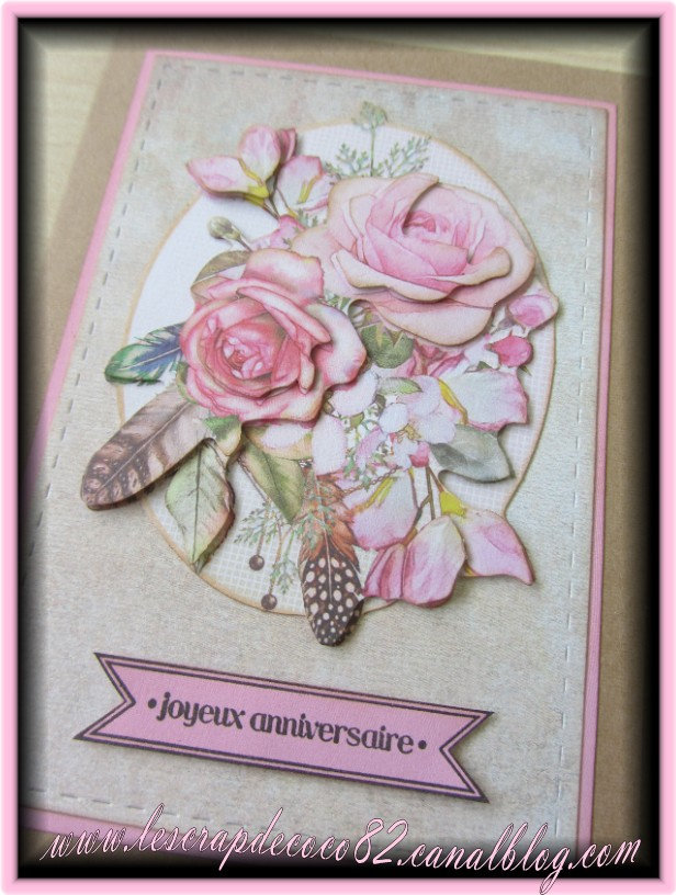 Carte 3d Roses Joyeux Anniversaire Le Scrap De Coco