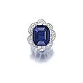Important 27.71 carats burmese 'royal blue' sapphire and diamond ring
