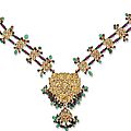 An enamelled and gemset gold necklace, north india, second half 19th century