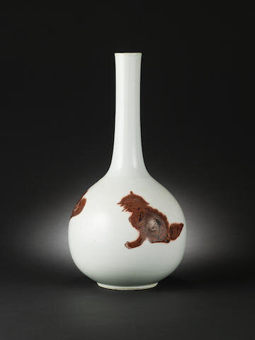 A copper-red long-necked globular vase, Kangxi period (1662-1722)