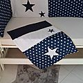 couverture bébé bleu marine blanc étoiles - linge lit bébé étoiles bleu marine blanc