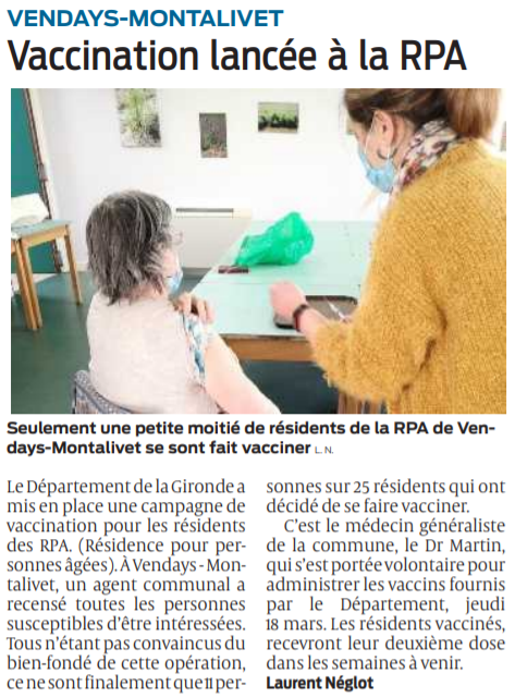 2021 03 20 SO Vendays-Montalivet Vaccination lancée à la RPA